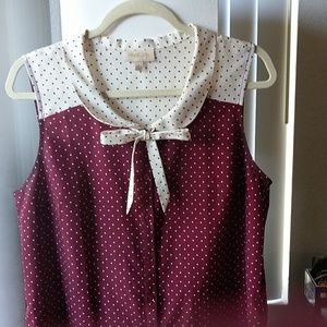 Red and white polka dot shirt